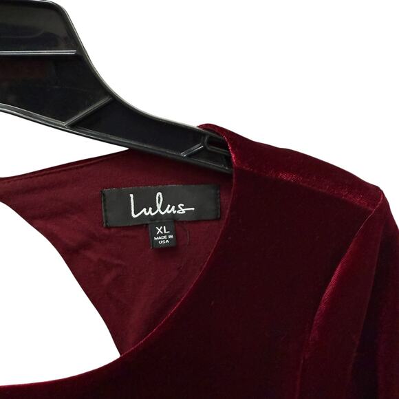 Lulus Crushed Velvet‎ Burgundy Backless Maxi Dress Women’s Size XL - Picture 8 of 11